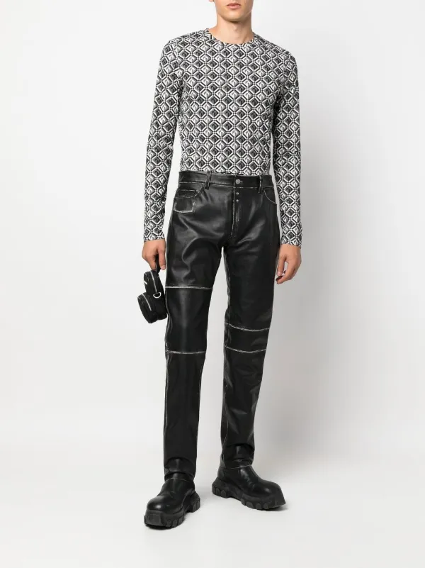 MM6 Maison Margiela Panelled Leather Trousers - Farfetch