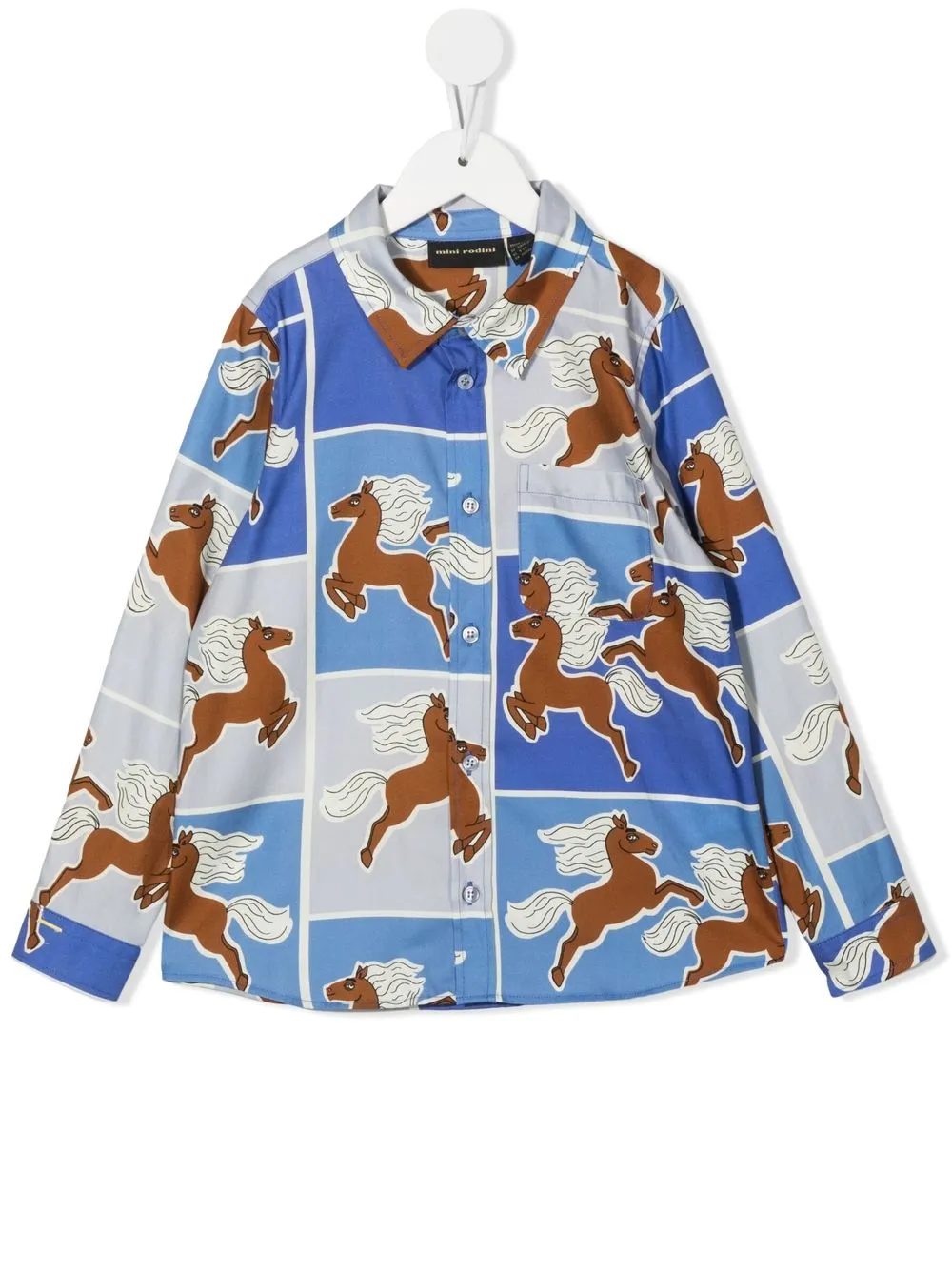 

Mini Rodini camisa bordada con botones - Azul