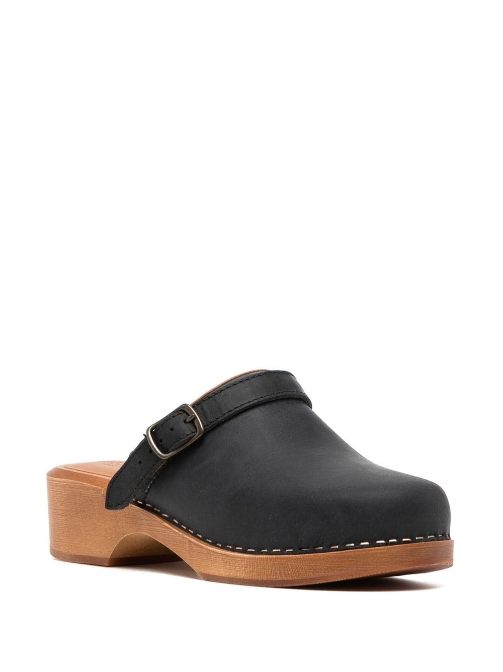 Shop Re/done Wooden-platform Leather Clogs In Schwarz