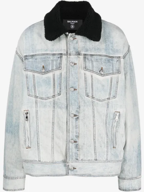 Balmain logo-embroidered denim jacket