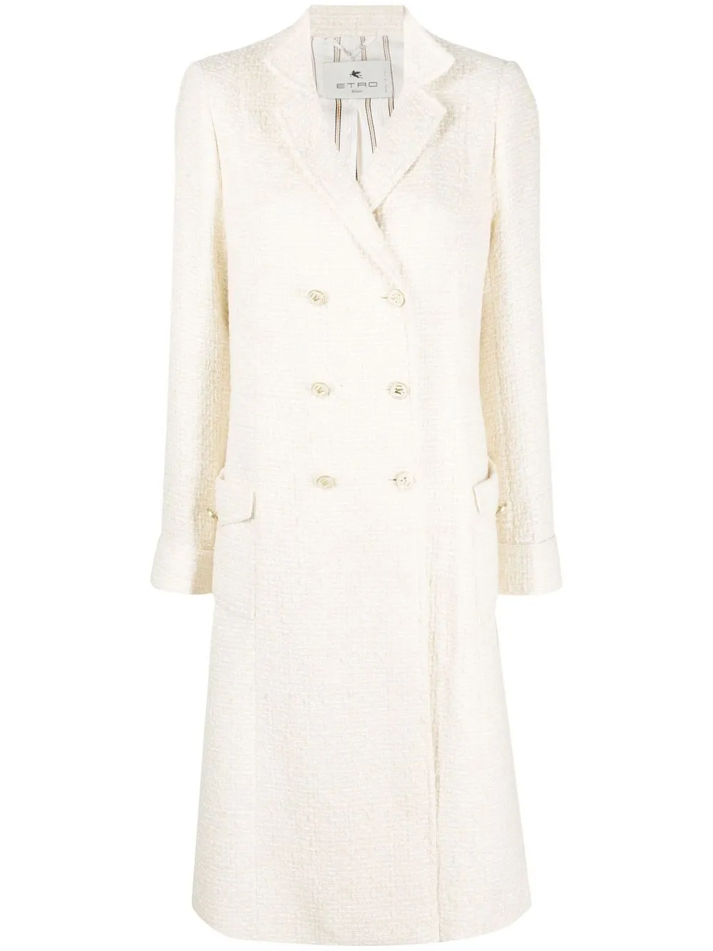 

ETRO Pegaso-button tweed coat - Neutrals