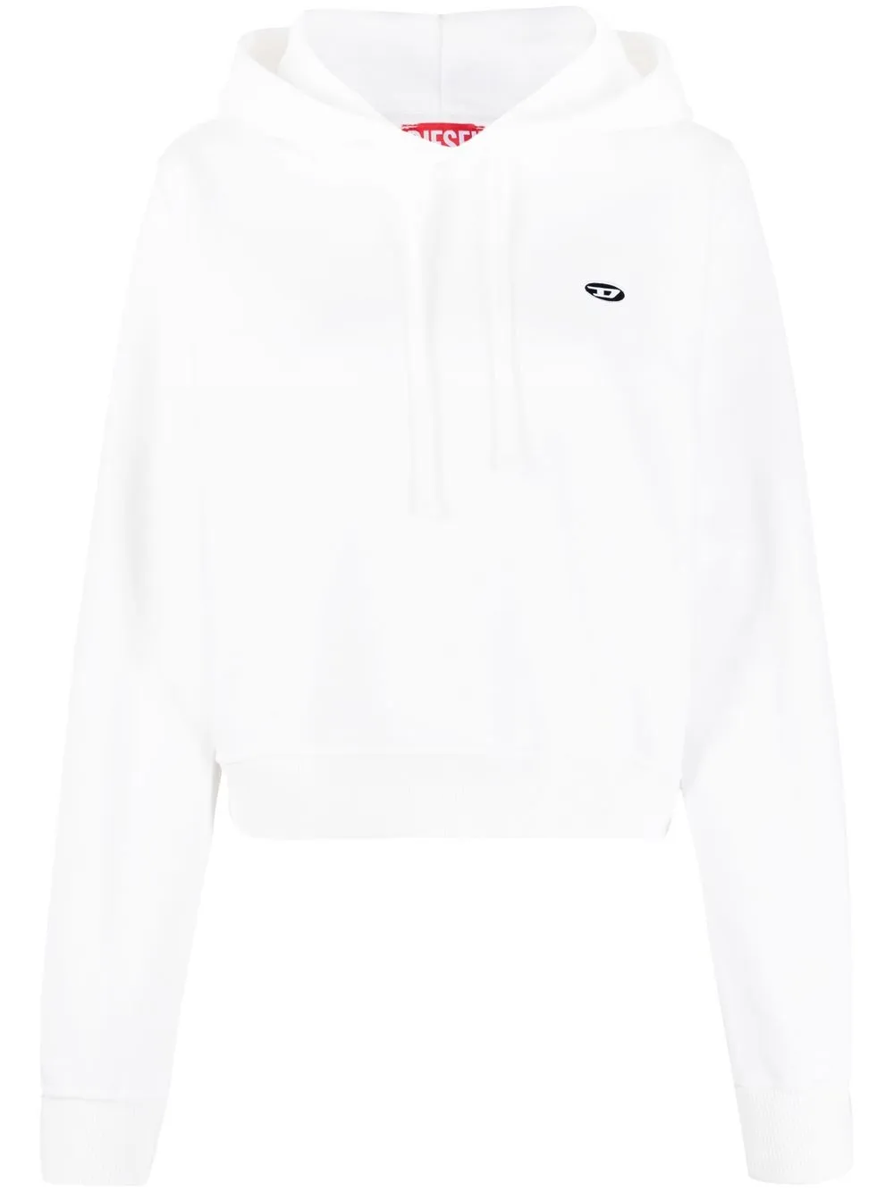 Shop Diesel Logo-patch Cotton Hoodie In Weiss