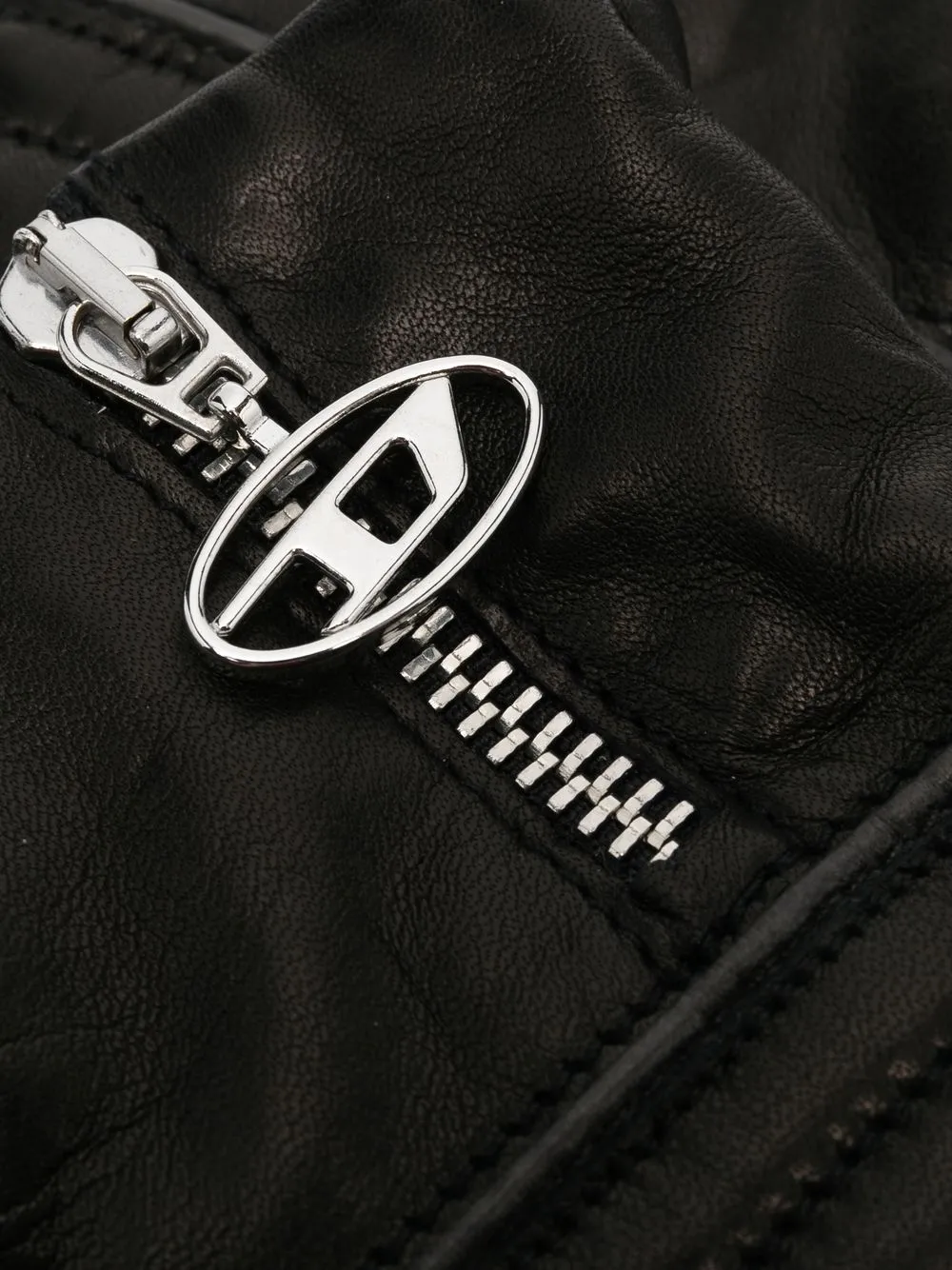 Diesel Ribbed Leather Gloves Farfetch