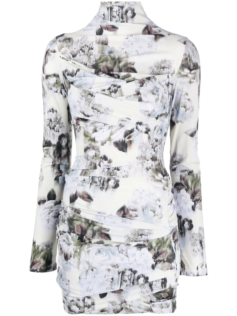 

Off-White vestido midi ajustado con estampado floral - Gris