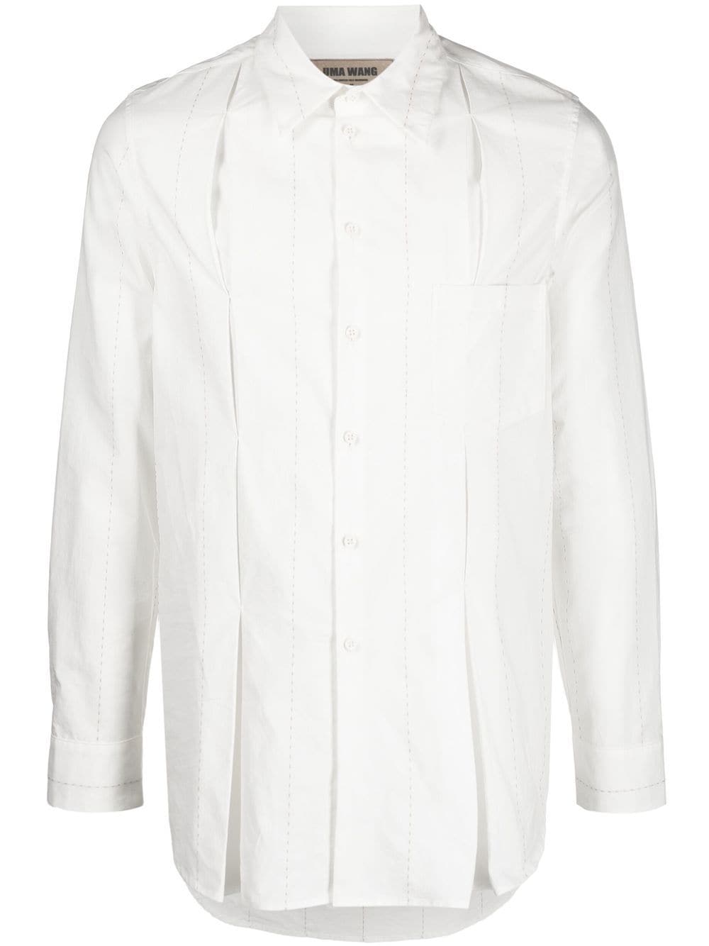 

Uma Wang camisa plisada con botones - Blanco