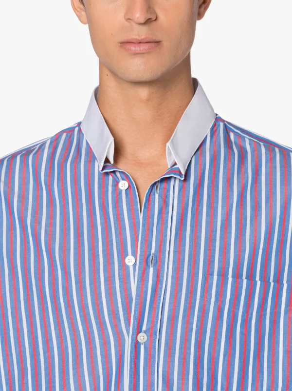 ROMA Blue & Red Stripe Button Down Shirt