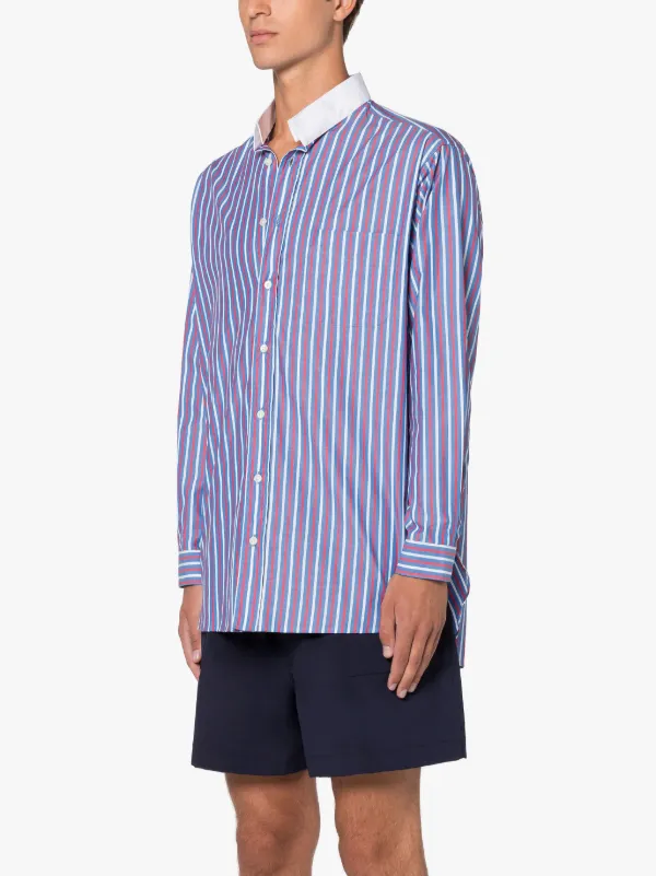 ROMA Blue & Red Stripe Button Down Shirt