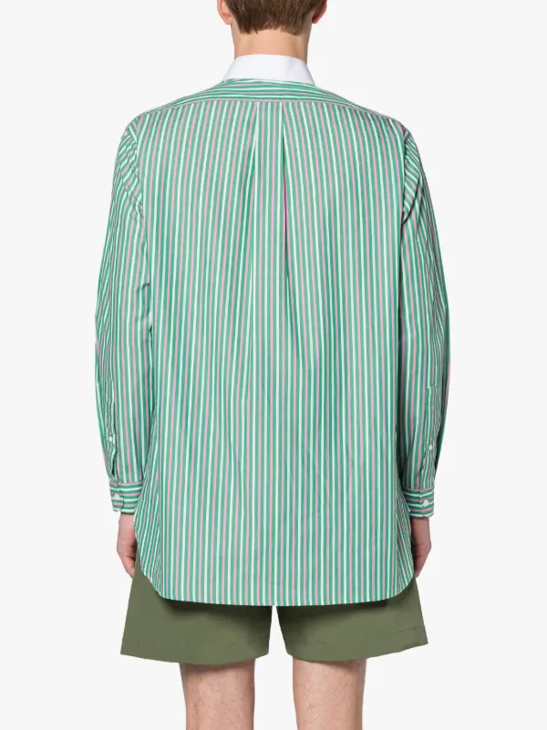 ROMA Green & Pink Stripe Button Down Shirt