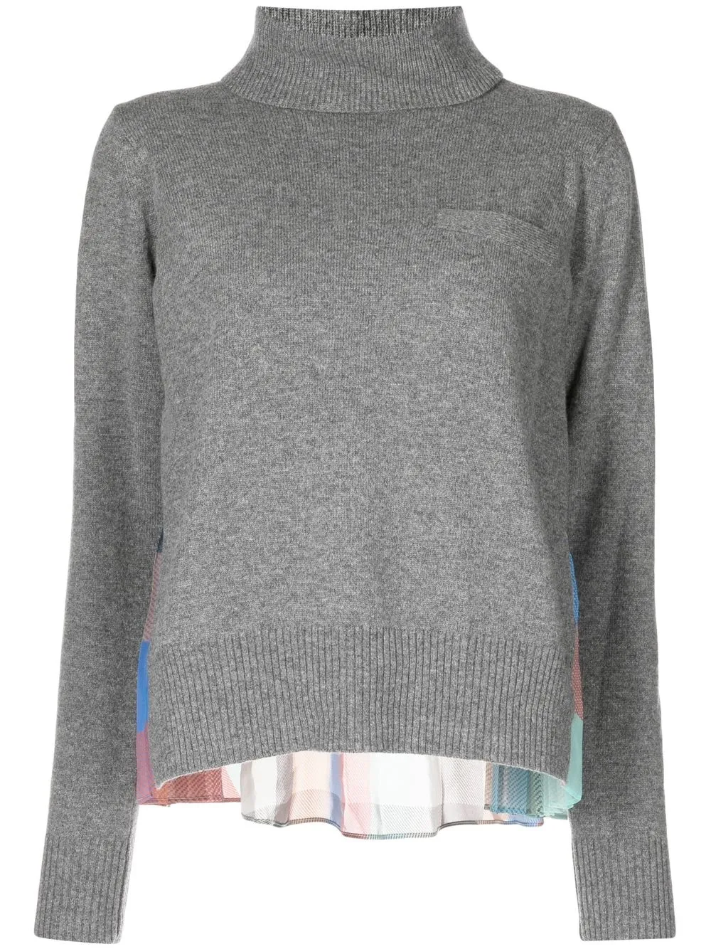 

sacai patchwork panelled roll-neck jumper - Grey