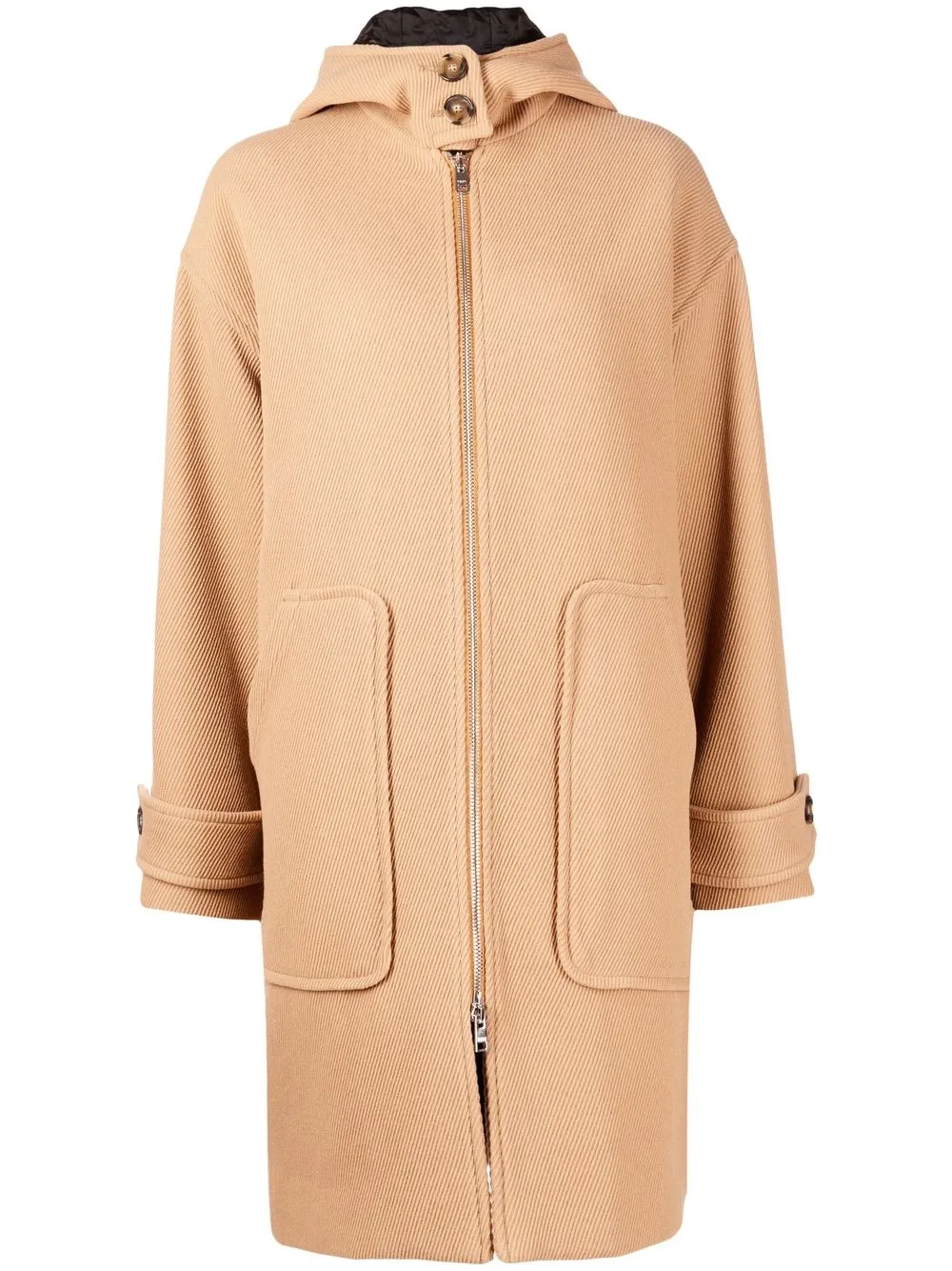 

MSGM hooded zip-up coat - Neutrals