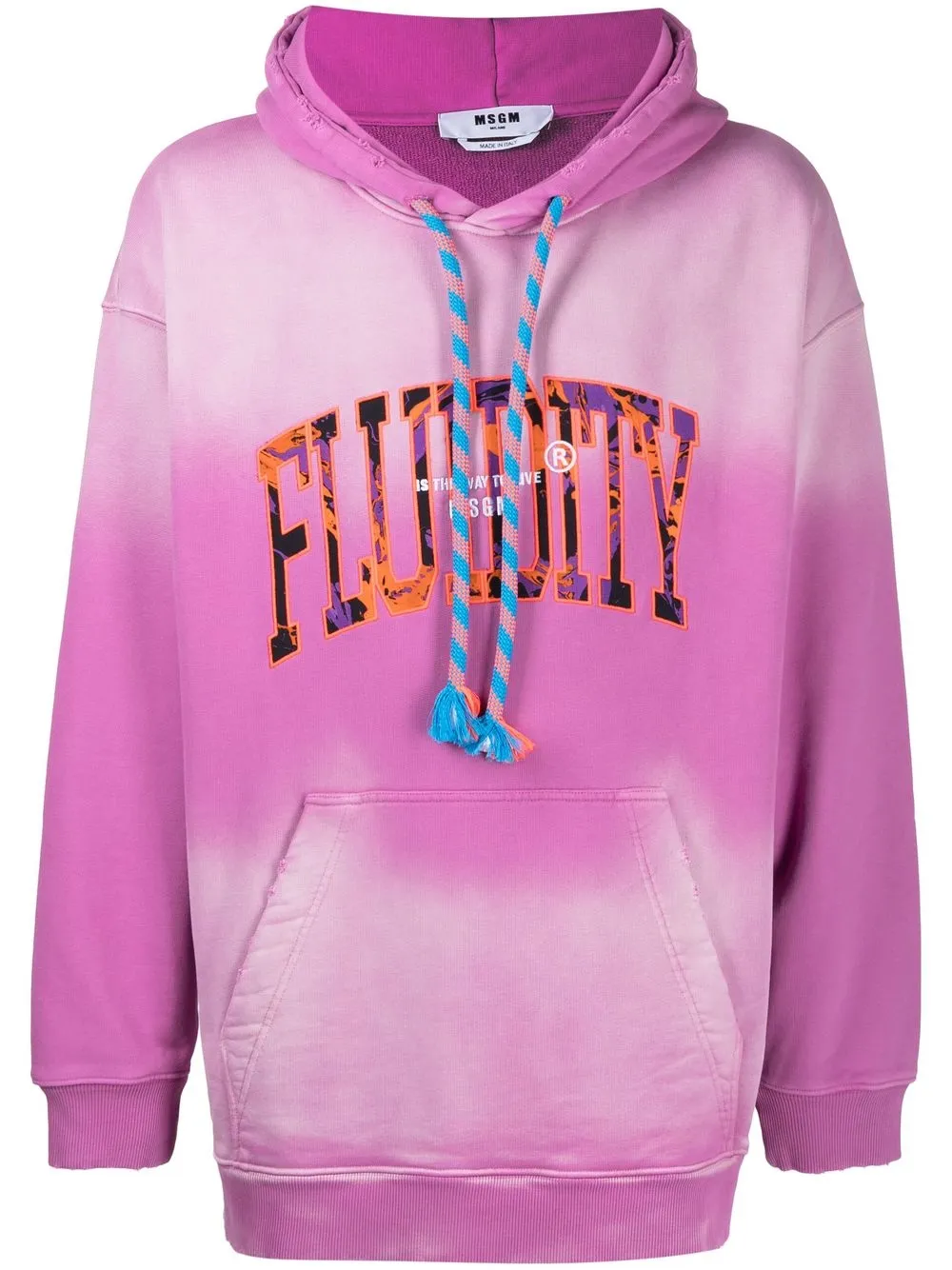 

MSGM tie-dye logo-patch hoodie - Purple
