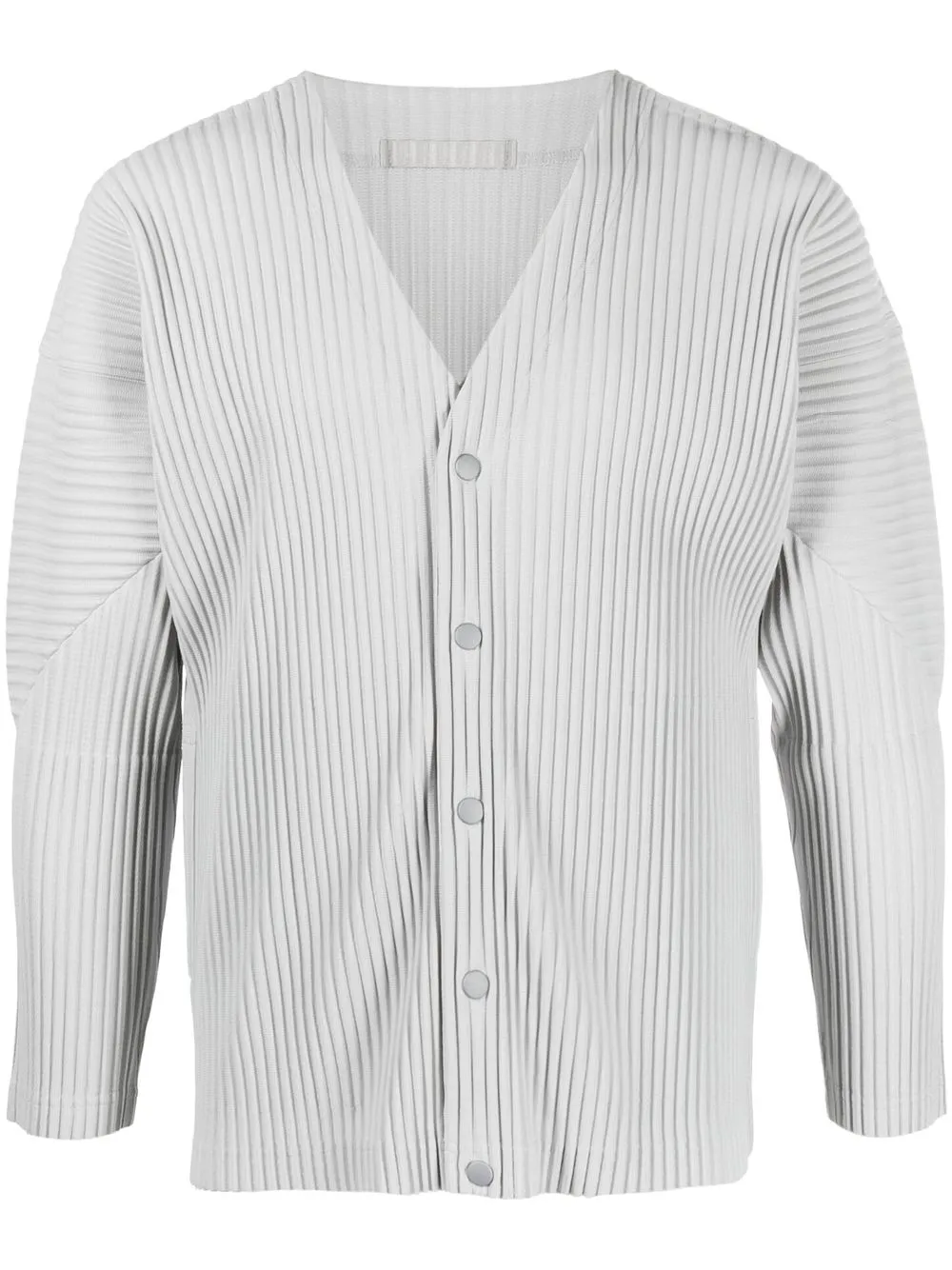 Issey Miyake Pleated Buttoned Cardigan In Grau
