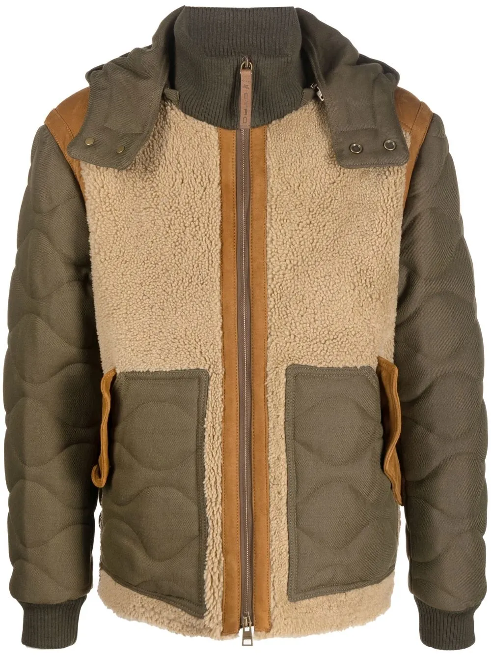 

ETRO Hooded Patchwork Sheepskin jacket - Green