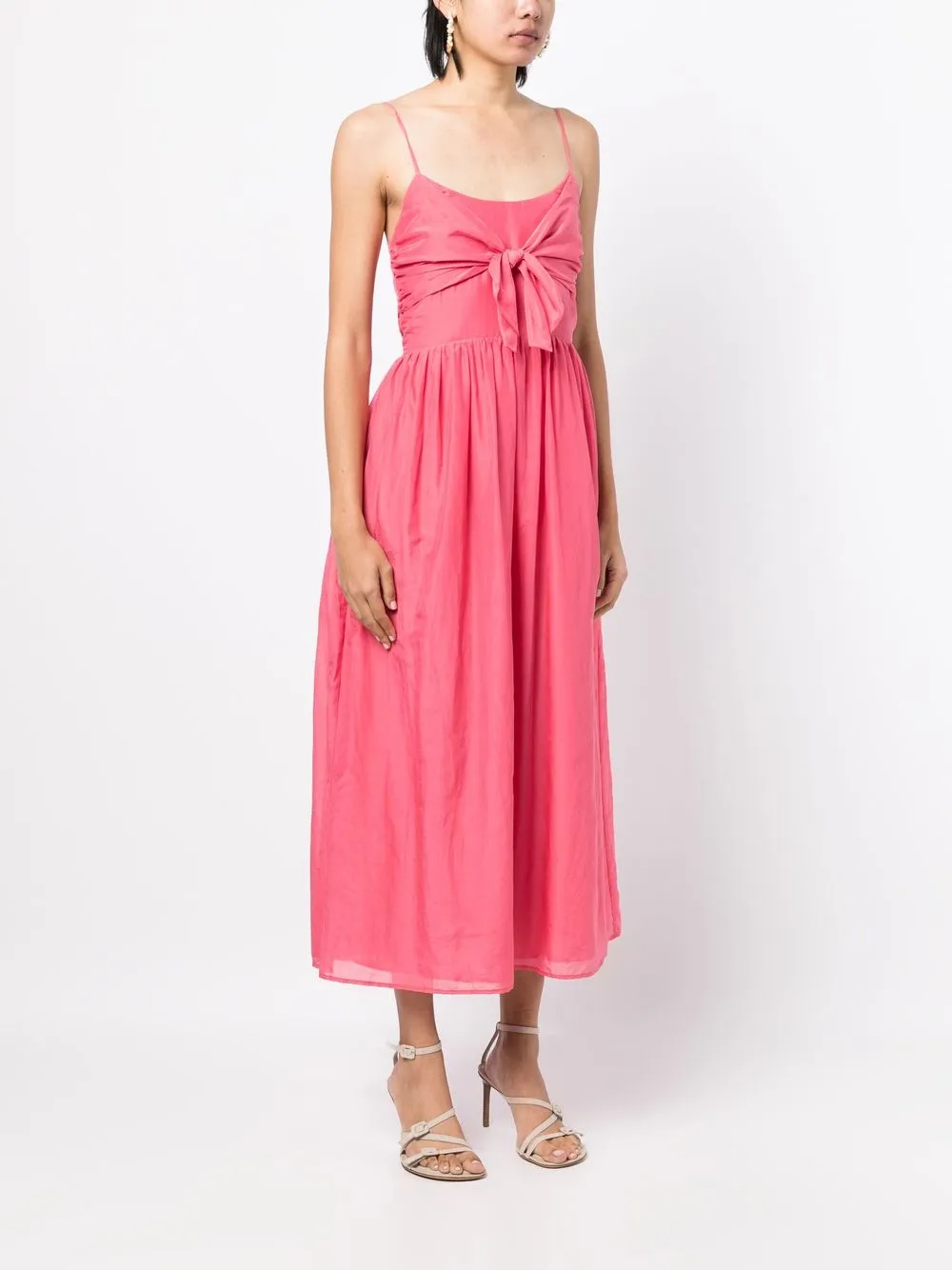Bird & Knoll Bayou Pink Cotton-blend Midi Dress In Rosa