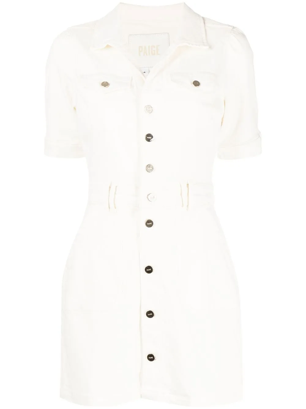 PAIGE vestido corto con botones - Blanco
