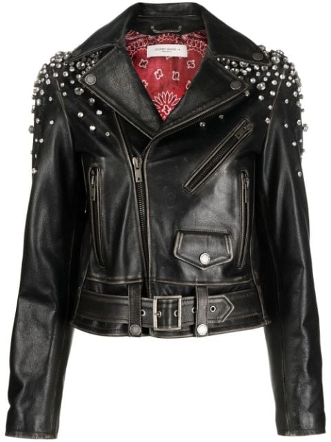 Golden Goose crystal-embellished leather jacket 