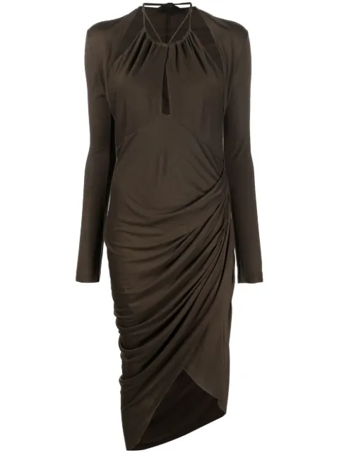Helmut Lang vestido manga larga con cuello halter