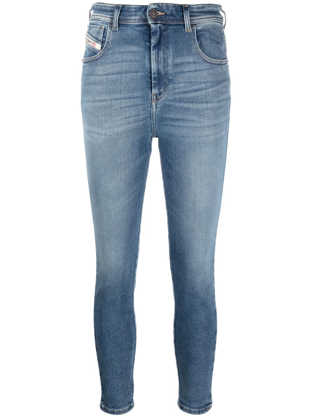 Shop Diesel Slandy Cropped Skinny Jeans In Blue