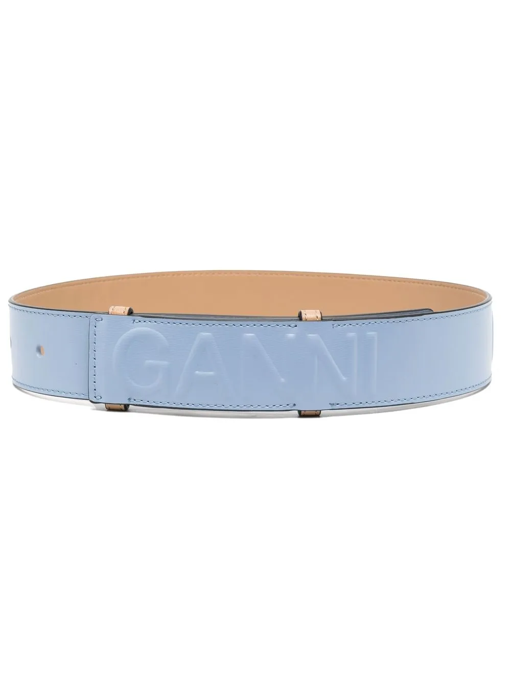 GANNI debossed-logo Leather Belt - Farfetch