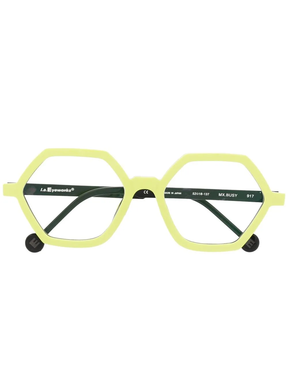 L.A. EYEWORKS lunettes de vue géométriques à design transparent | jaune | Image 1