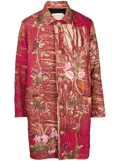By Walid floral jacquard coat