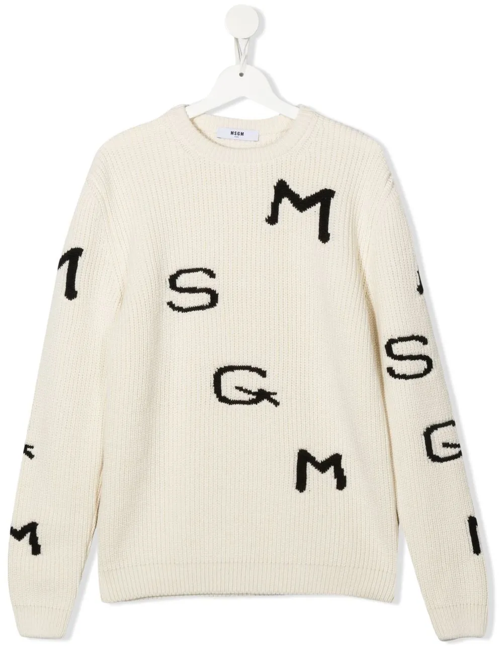 

MSGM Kids TEEN logo-knit ribbed jumper - White