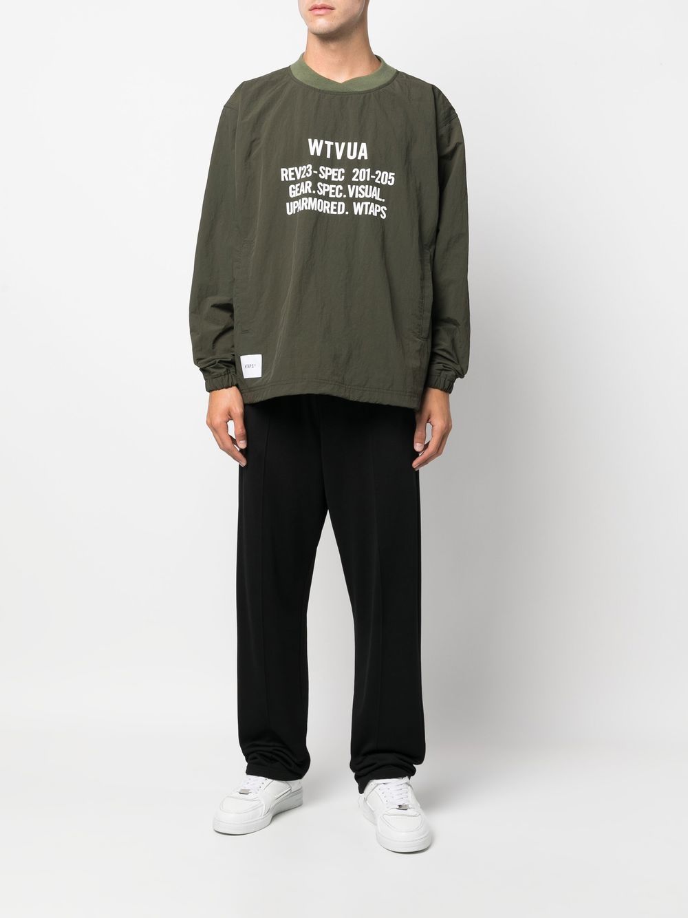 Shop Wtaps Text-print Long-sleeve Sweatshirt In Green