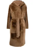 Yves Salomon tied-waist fur coat - Brown