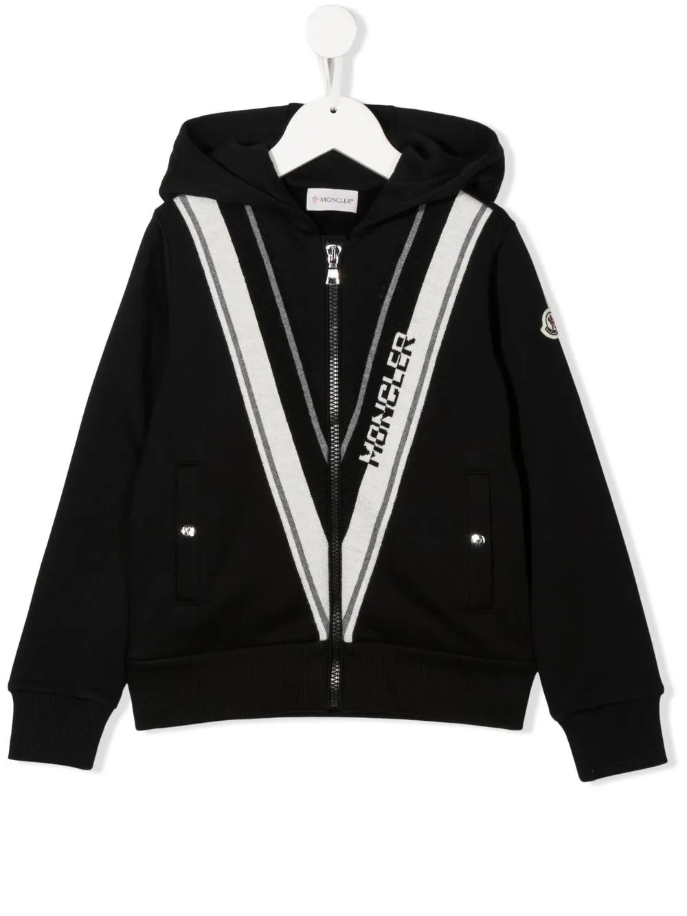 

Moncler Enfant hoodie con estampado chevron y cierre - Negro