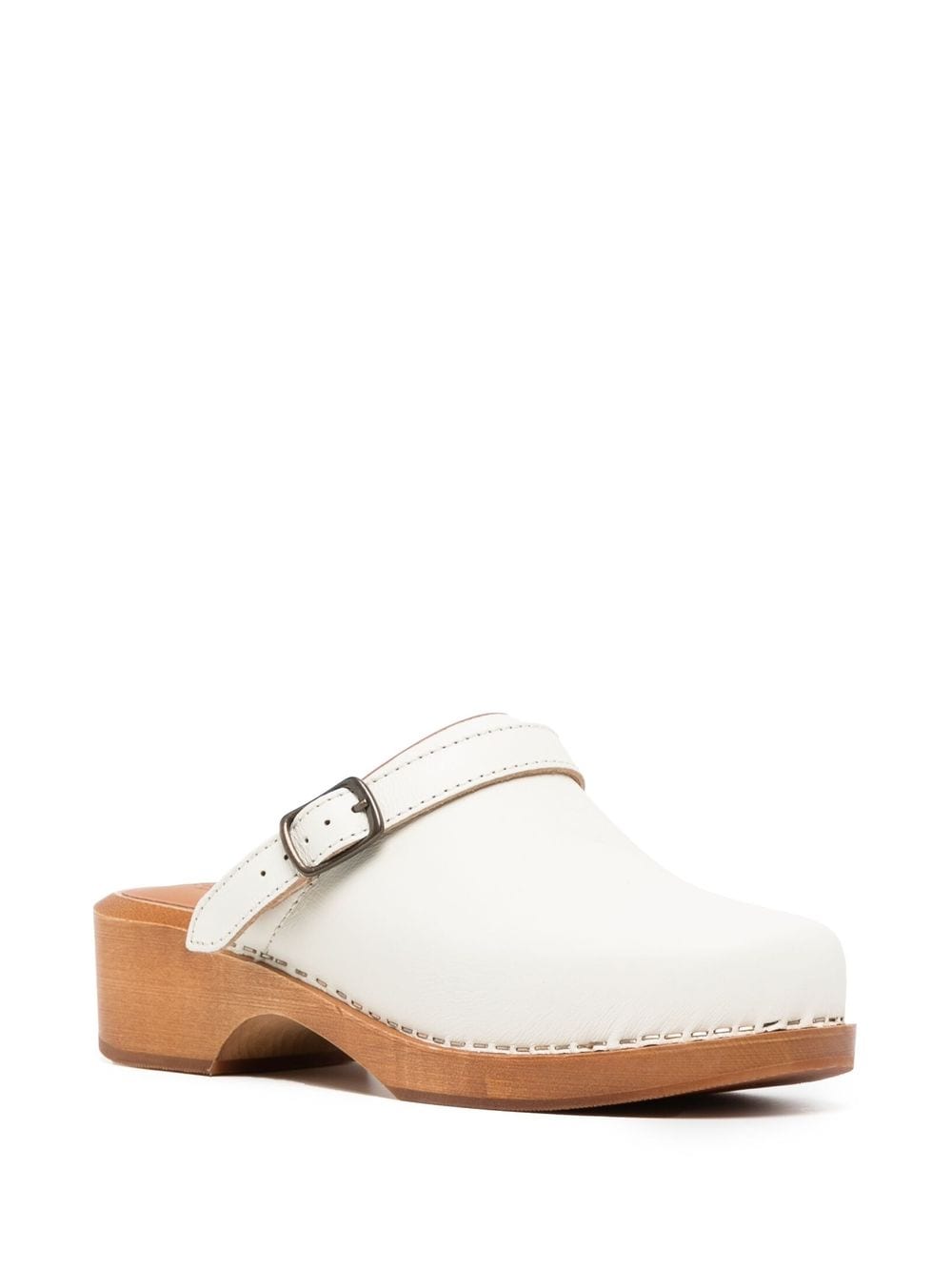 Shop Re/done Wooden-platform Leather Clogs In White