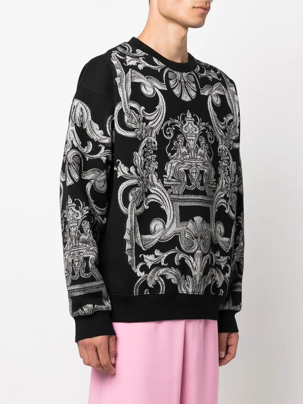  Versace Sweatshirt Mit Barocco Print   Schwarz 