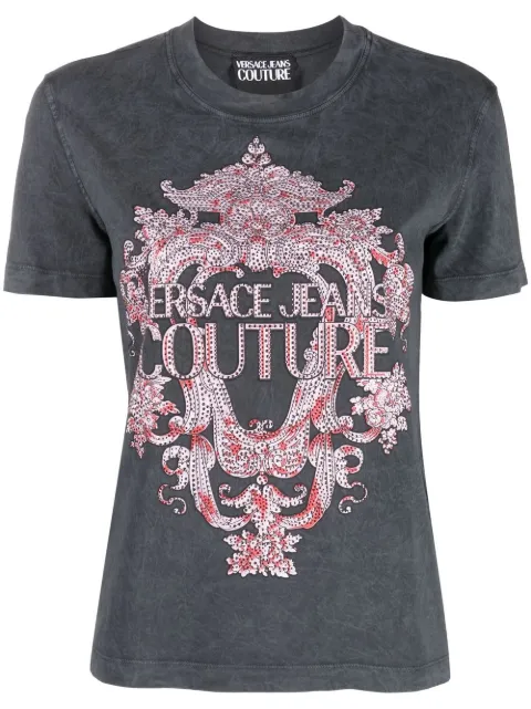 Versace Jeans Couture embellished baroque-print T-shirt