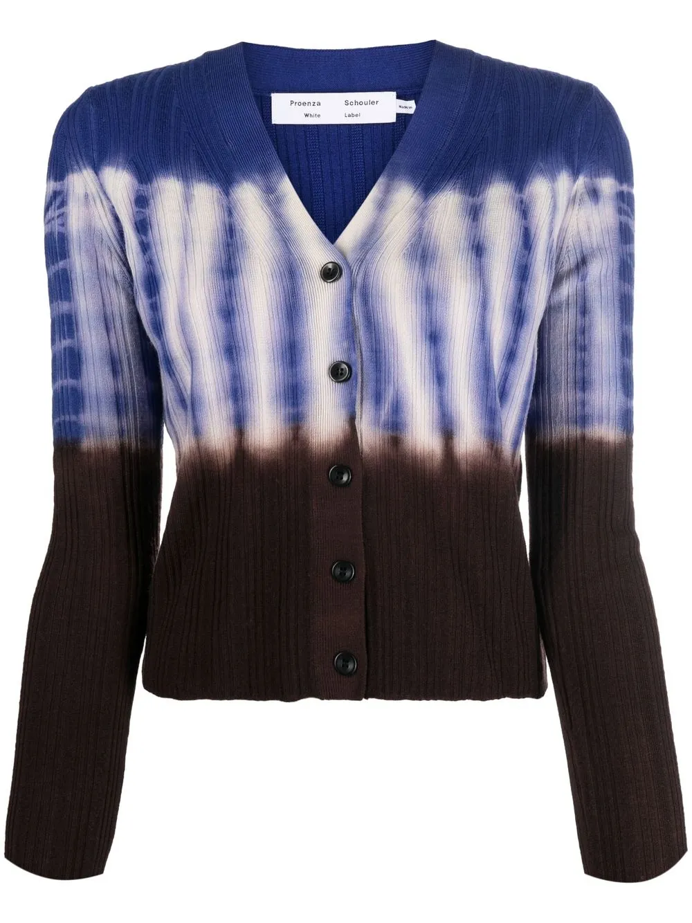 

Proenza Schouler White Label cárdigan de canalé con motivo tie-dye - Azul