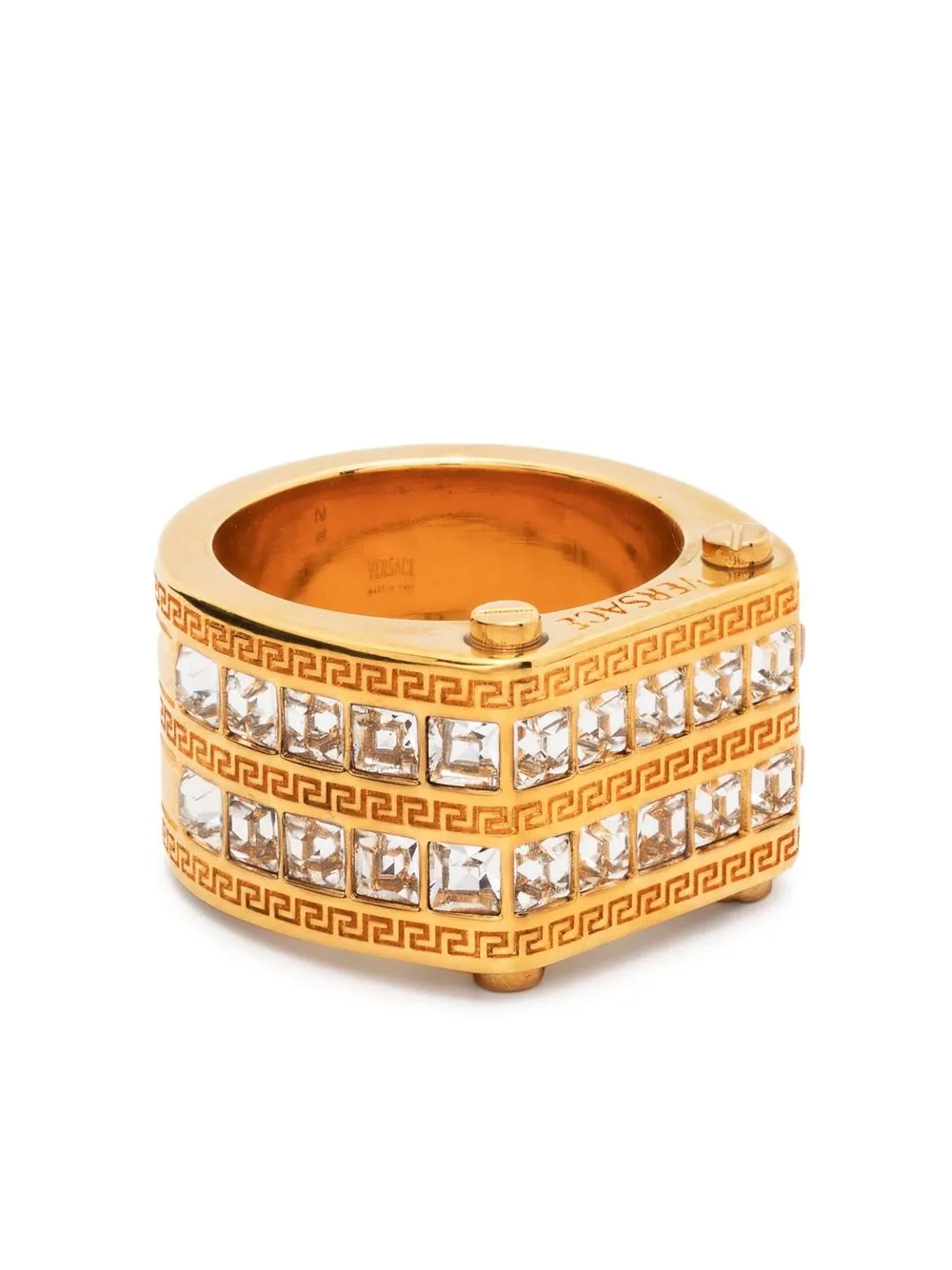 

Versace anillo largo en relieve - Dorado