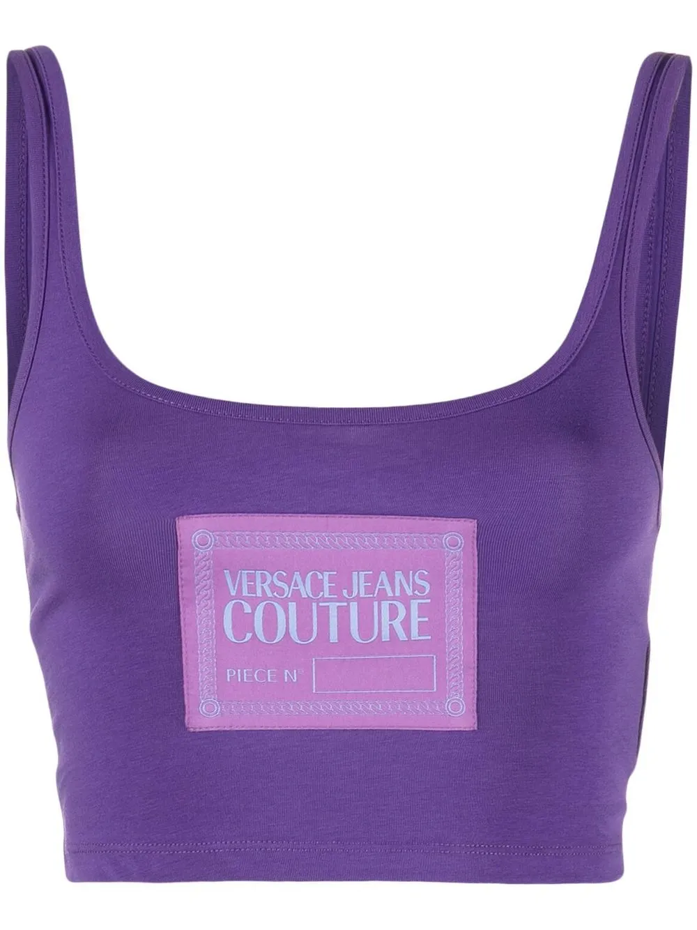 

Versace Jeans Couture top corto con parche del logo - Morado