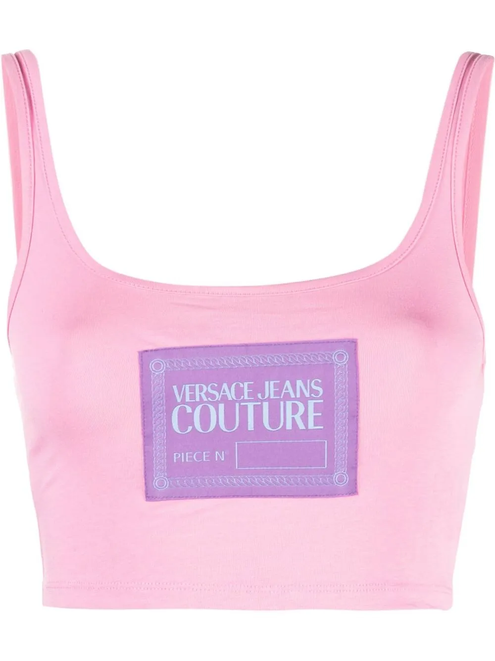 

Versace Jeans Couture logo-patch sleeveless cropped top - Pink