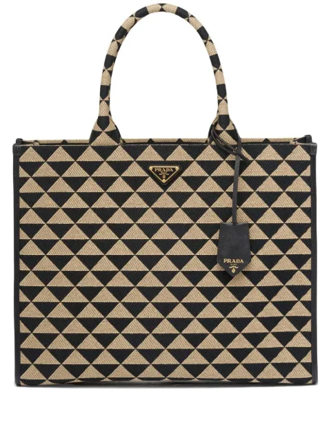 Prada large Symbole embroidered tote bag