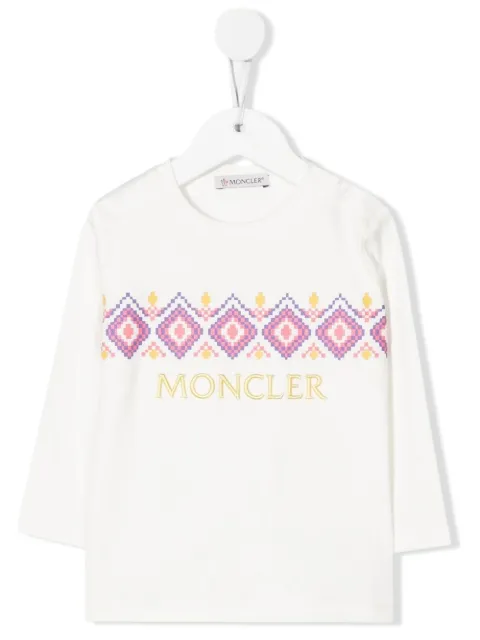 Moncler Enfant fair isle-print logo-embroidered T-shirt