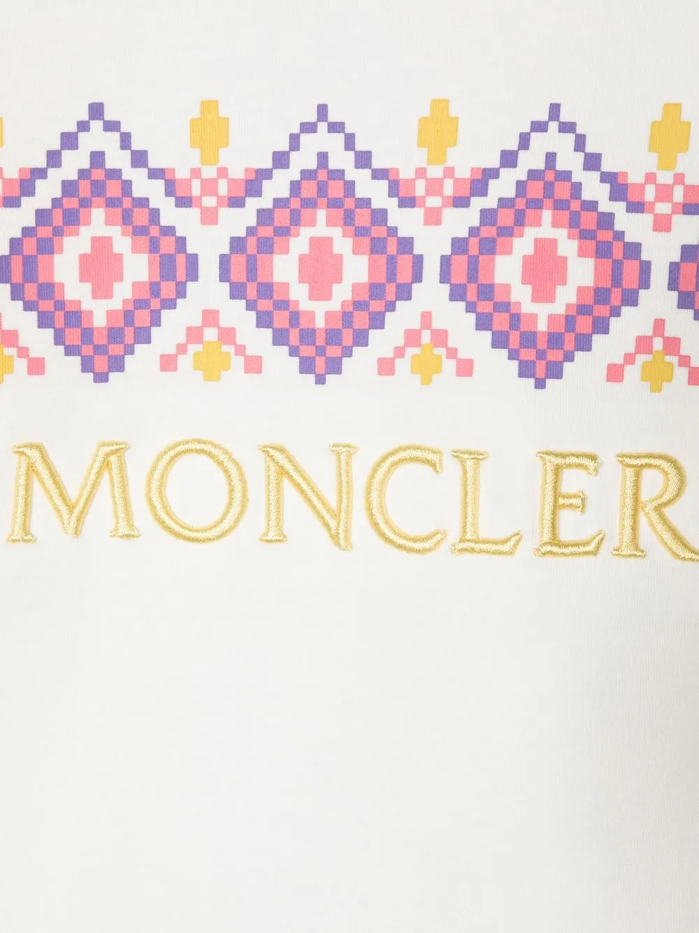  Moncler Enfant T Shirt Mit Fair Isle Print   Weiß 