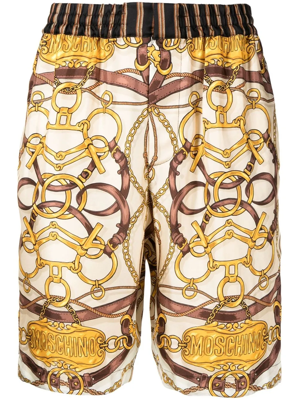 Moschino "teddy" Graphic Print Bermuda Shorts With Side Pockets In Multicolour