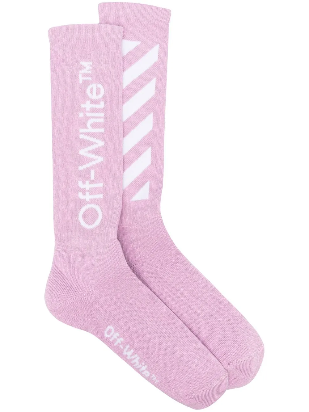 

Off-White calcetines con rayas y logo en intarsia - Morado