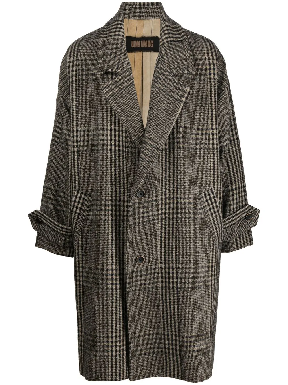 

Uma Wang checked single-breasted wool coat - Black