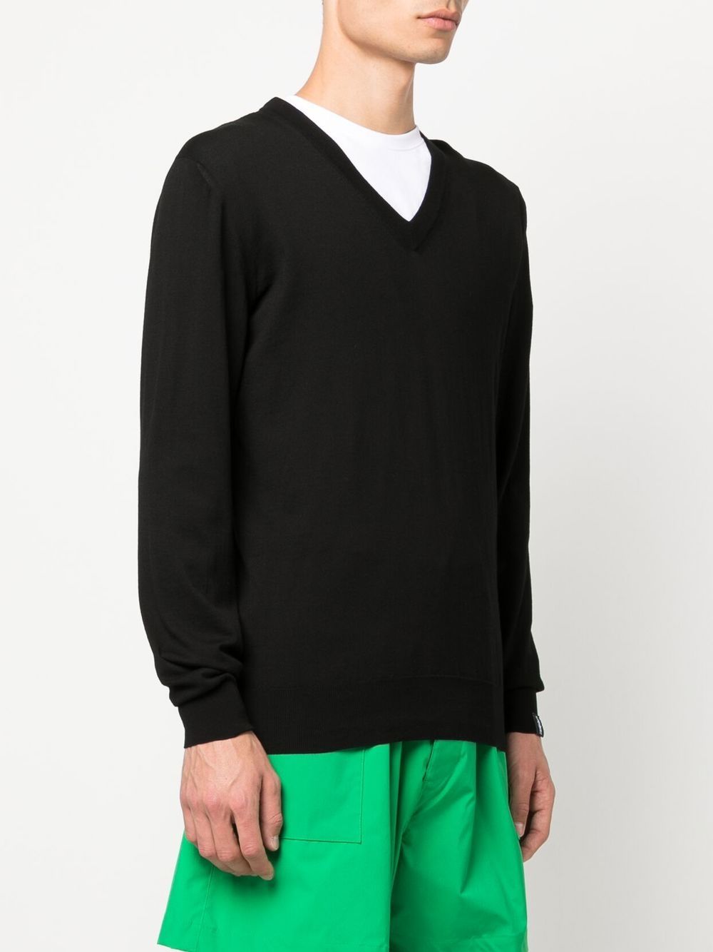 Shop Mackintosh Logo-patch V-neck Jumper In Black