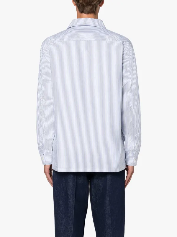 MILITARY Navy & White Stripe Cotton Shirt