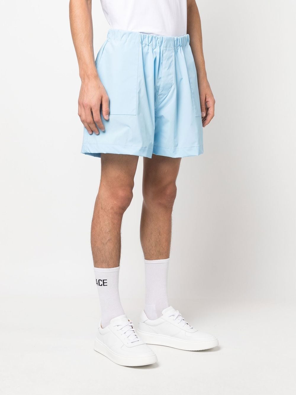 Shop Mackintosh Captain Elasticated Waistband Shorts In Blue