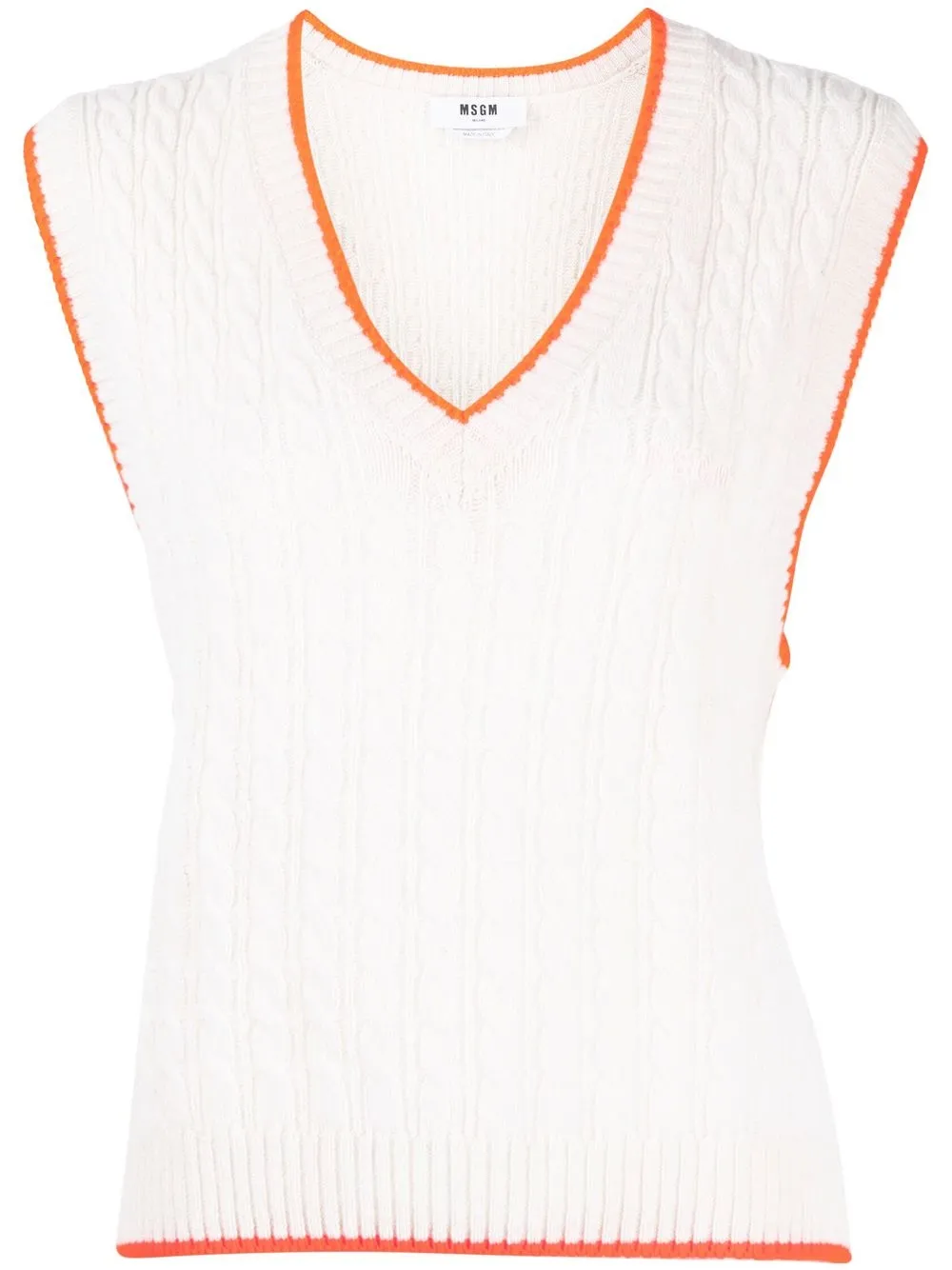 

MSGM chaleco tejido con cuello en V - Blanco