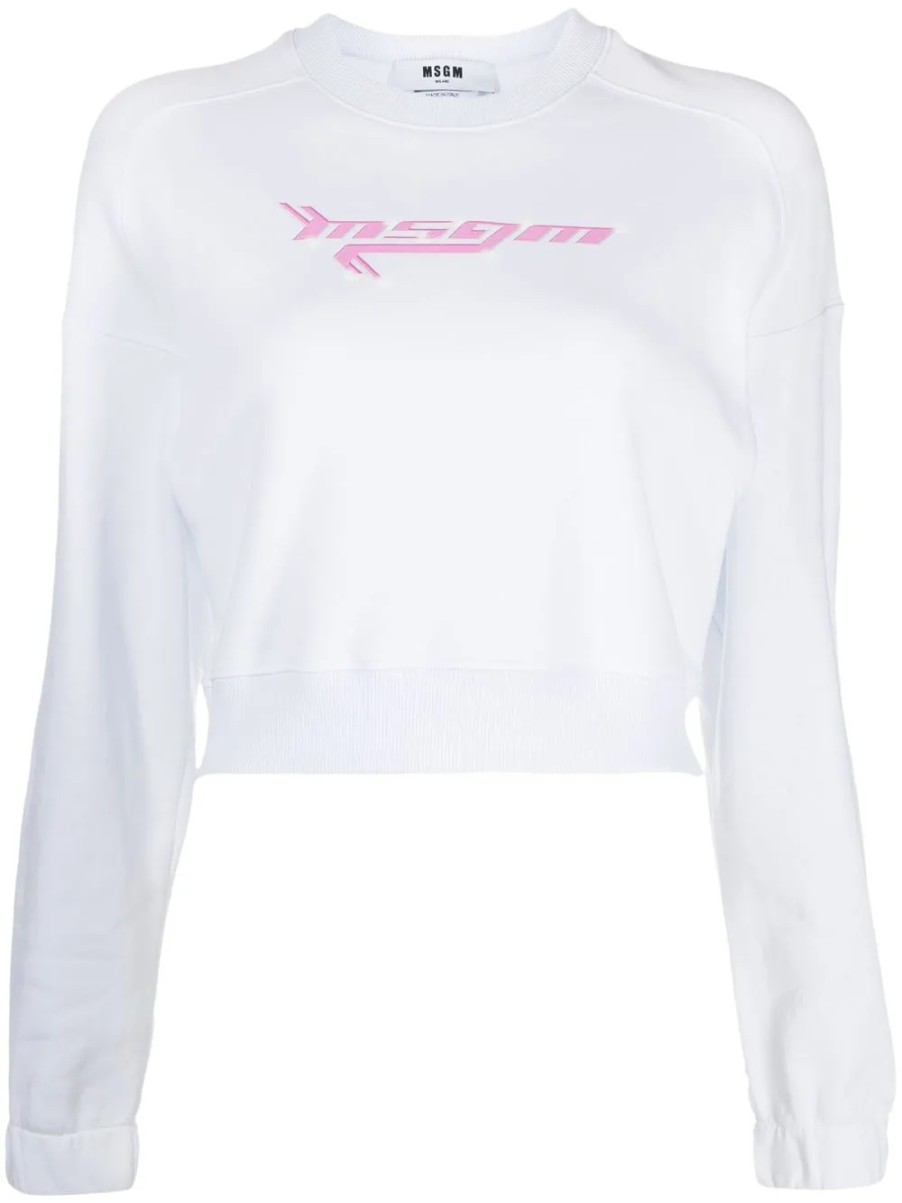 

MSGM logo-patch crew neck sweater - White