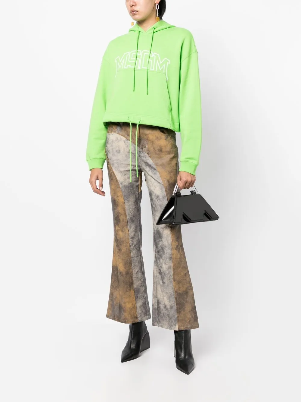 MSGM Handtas met logo reliëf - Zwart