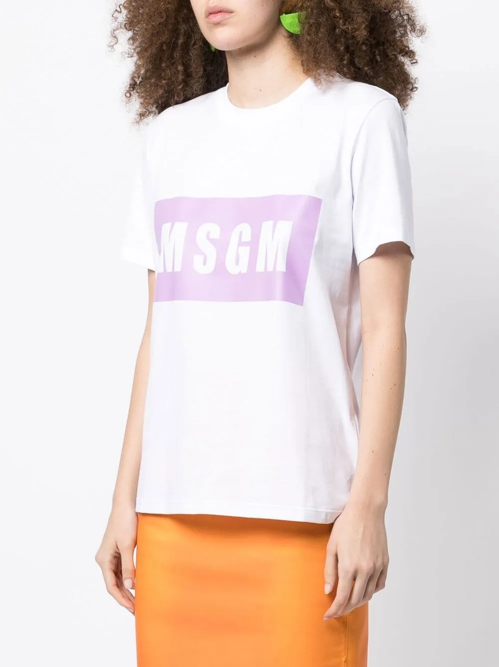  Msgm T Shirt Mit Logo Print   Weiß 