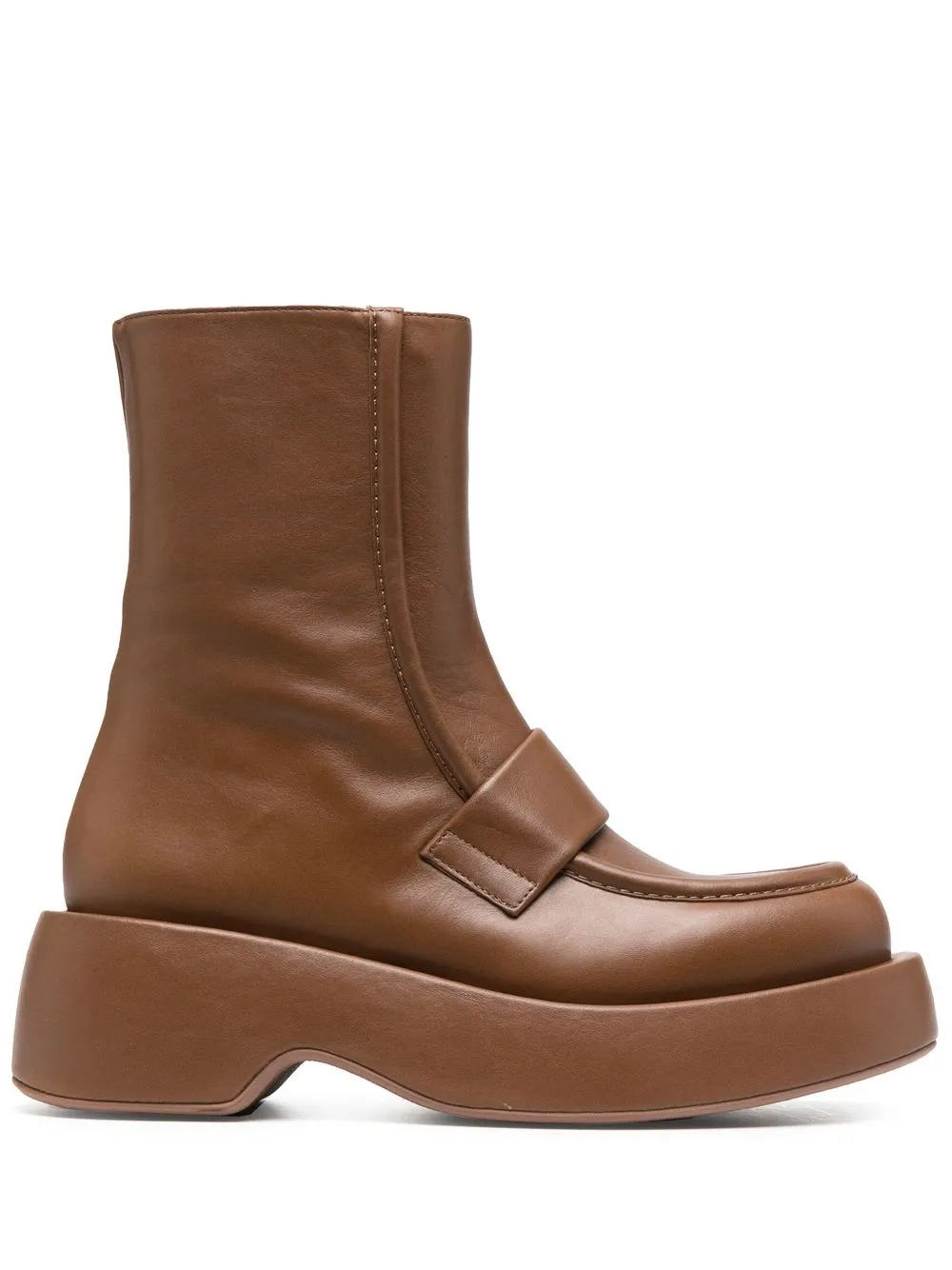 

Paloma Barceló zip-up leather loafer boots - Brown